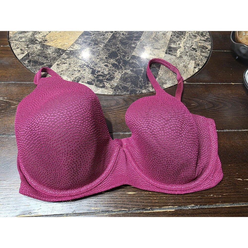 Victoria's Secret Body By Victoria Purple Mesh T-shirt Bra Underwired Women 34DD